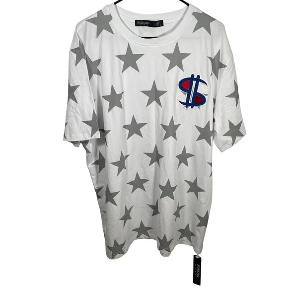 Hudson Outerwear All Star T Shirt Mens Size 3X White SS Gray Stars New NWT - Picture 1 of 8
